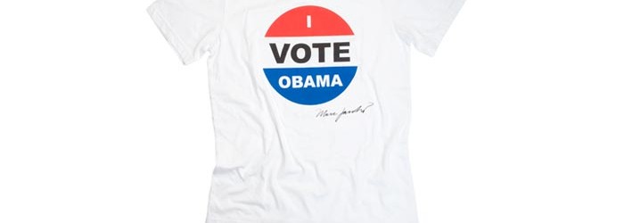 Runway to Win : quand la mode aide Barack Obama Vote for Obama-Tee shirt Marc Jacobs