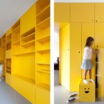 Appartement avec bibliotheque jaune