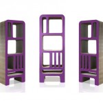 Bibliotheque design en carton violette