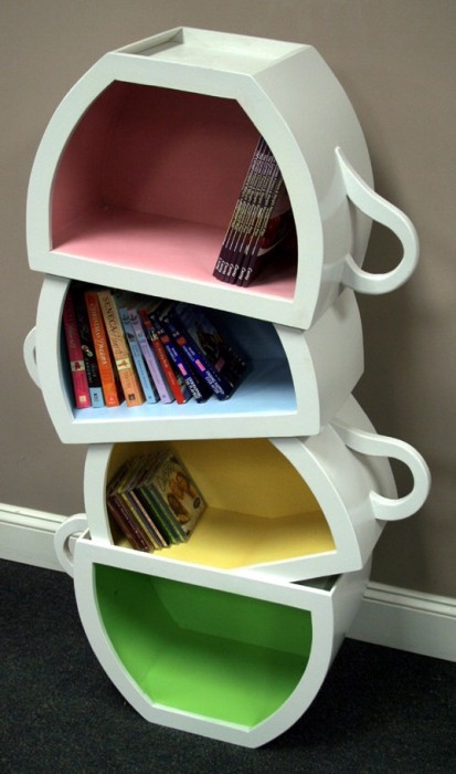 Tasse de bibliothèque 3D, étagère créative à livres et tasse, décoration en céramique multi-usages