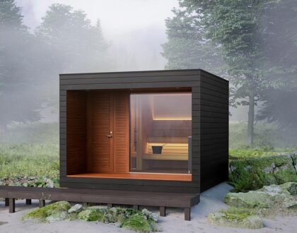 sauna extérieur design noir